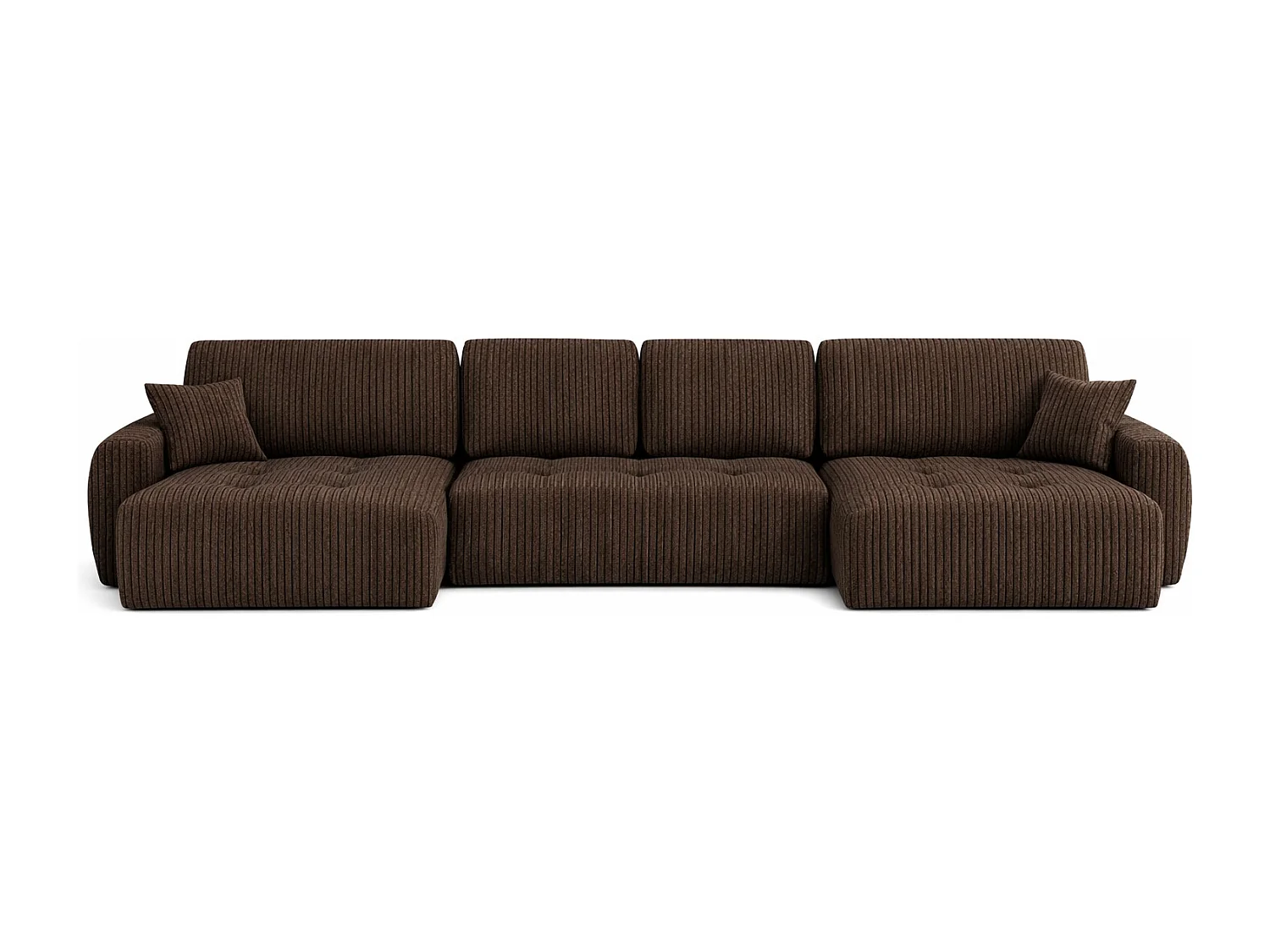 Hoekbank in U-vorm met slaapfunctie en opbergruimte Ivo U, ribfluweel Poso, Bruin