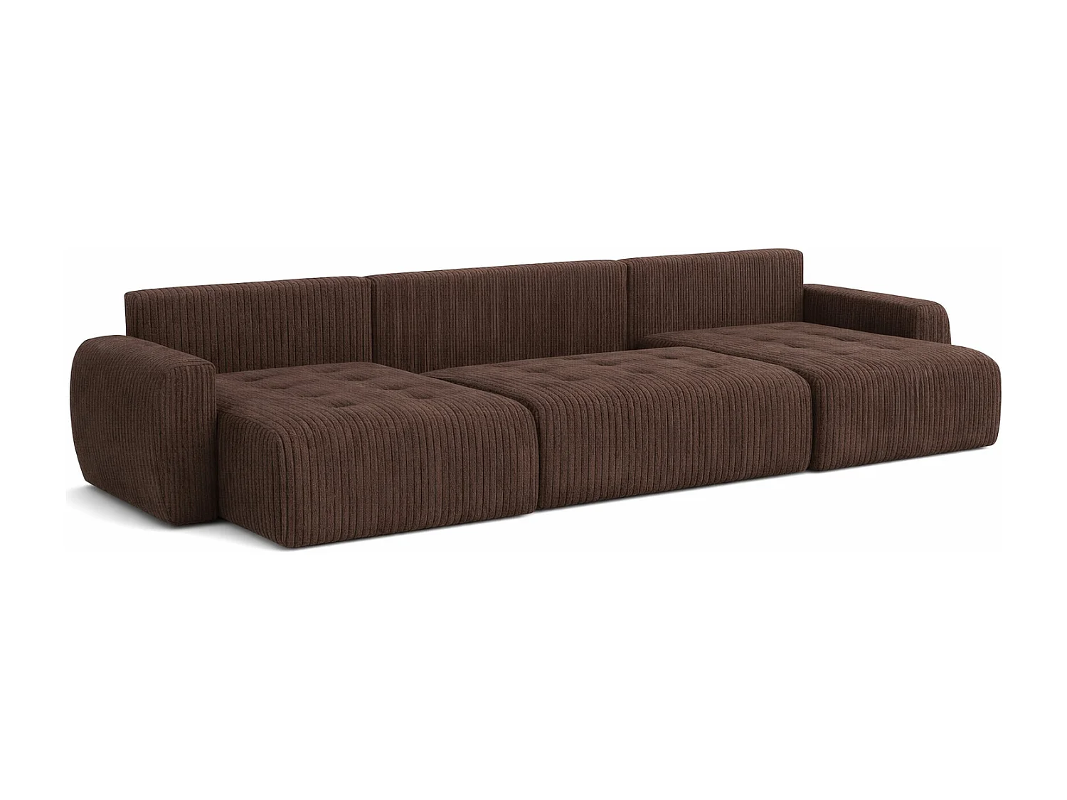 Canapé d’angle en U avec fonction couchage et coffre de rangement Ivo U XL, velours côtelé Poso, Marron