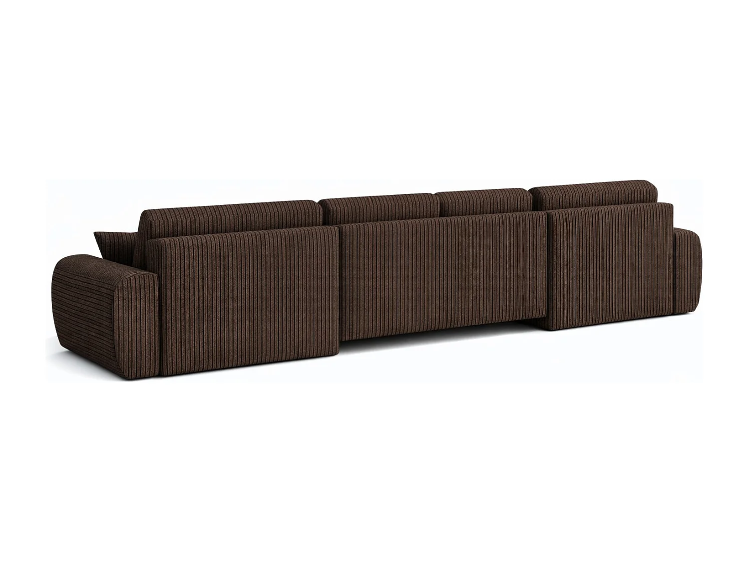 Canapé d’angle en U avec fonction couchage et coffre de rangement Ivo U XL, velours côtelé Poso, Marron