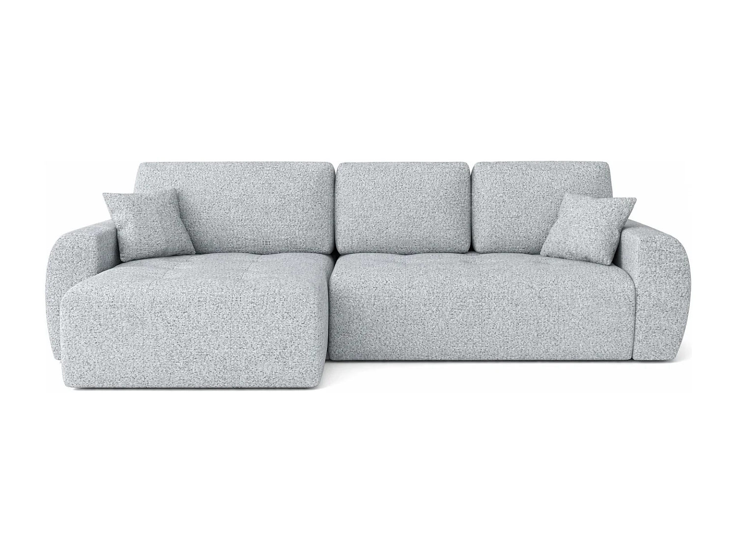 Divano angolare con funzione letto e contenitore a forma di L Ivo XL, tessuto chenille Artico, Cement, Sinistra