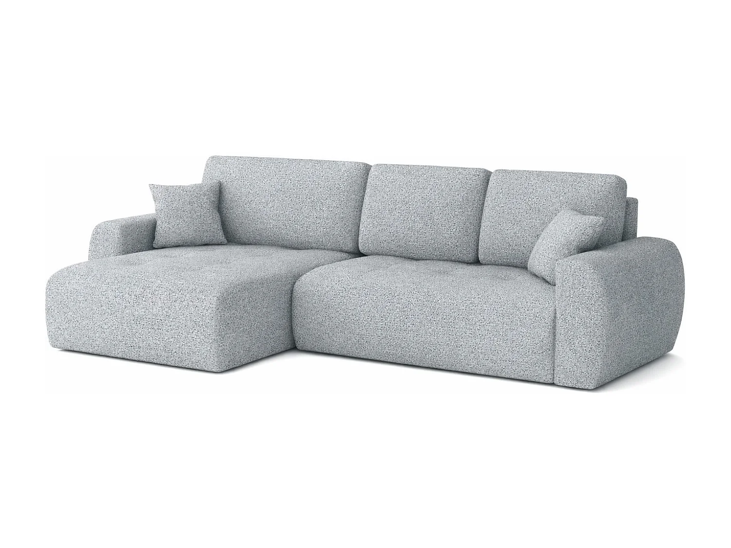 Divano angolare con funzione letto e contenitore a forma di L Ivo XL, tessuto chenille Artico, Cement, Sinistra