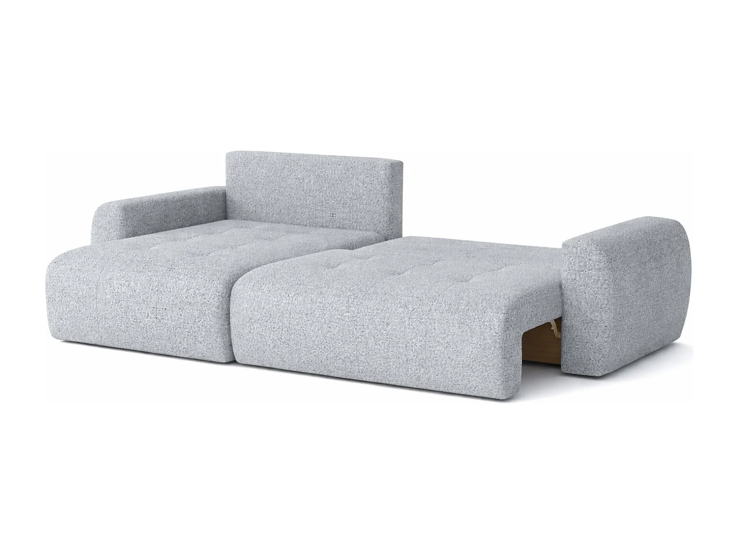 Divano angolare con funzione letto e contenitore a forma di L Ivo XL, tessuto chenille Artico, Cement, Sinistra