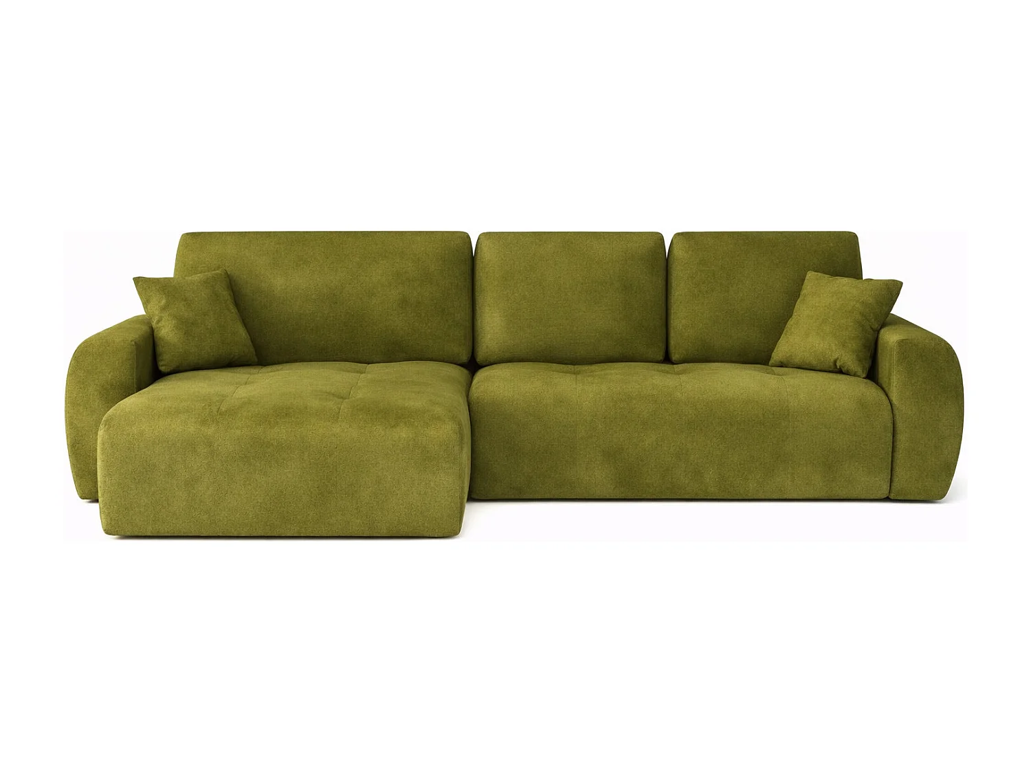 Hoekslaapbank met slaapfunctie en opbergruimte, L-vorm, Ivo L, veloursstof Salvador, Olijfgroen, Links