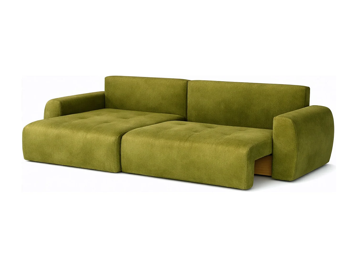 Hoekslaapbank met slaapfunctie en opbergruimte, L-vorm, Ivo L, veloursstof Salvador, Olijfgroen, Links