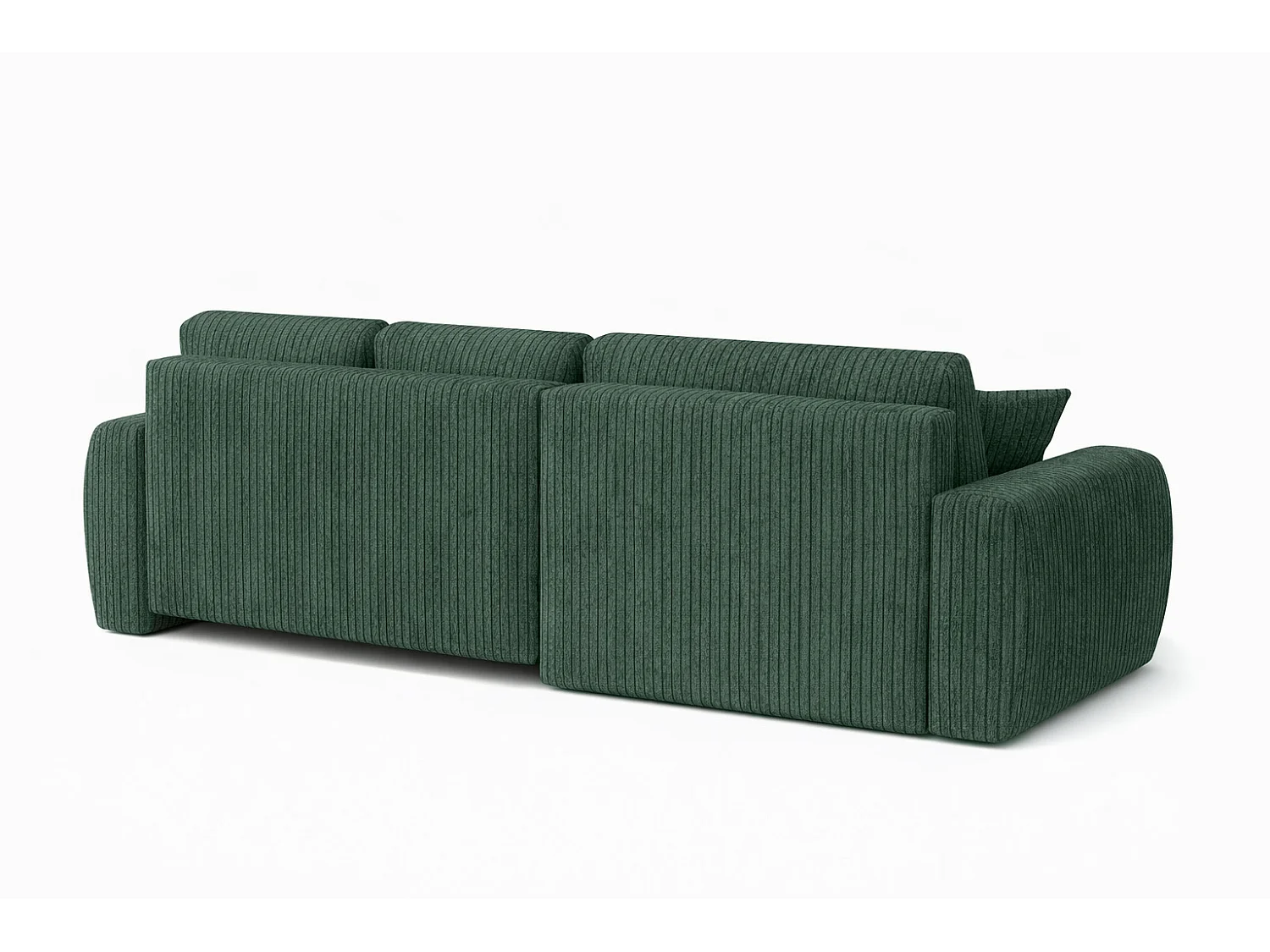 Divano angolare con funzione letto e contenitore a forma di L Ivo XL, tessuto a coste Poso, Verde, Destra