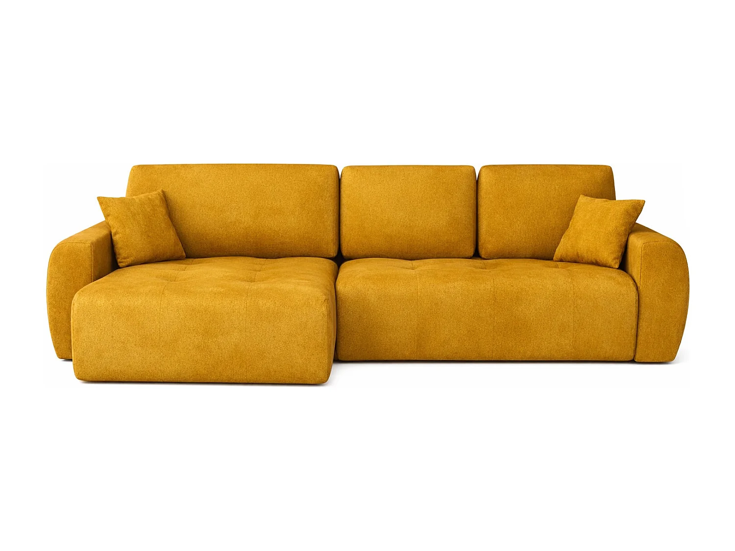 Hoekslaapbank met slaapfunctie en opbergruimte, L-vorm, Ivo L, veloursstof Salvador, Geel, Links