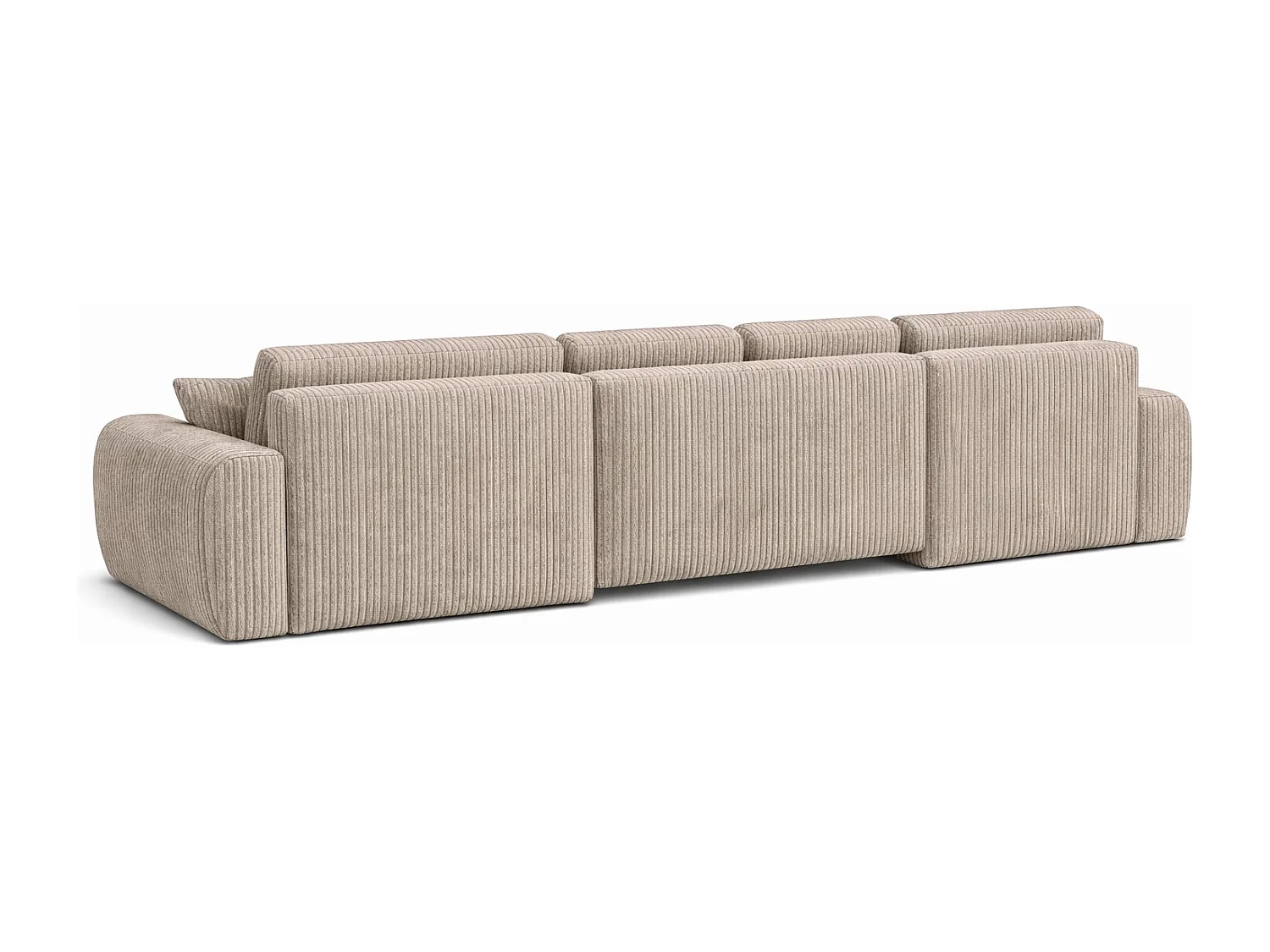 Canapé d’angle en U avec fonction couchage et coffre de rangement Ivo U XL, velours côtelé Poso, Beige foncé