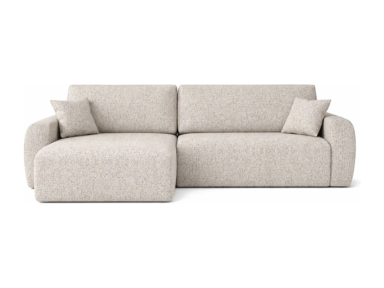 Hoekbank met slaapfunctie en opbergvak, Ariel XL, chenille stof, Artico stof, beige, links