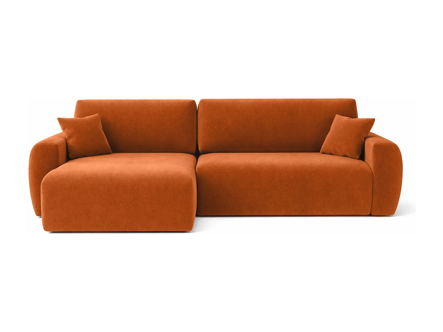 Canapé d'angle convertible avec coffre de rangement Ariel L, velours, tissu Salvador, marron, côté gauche