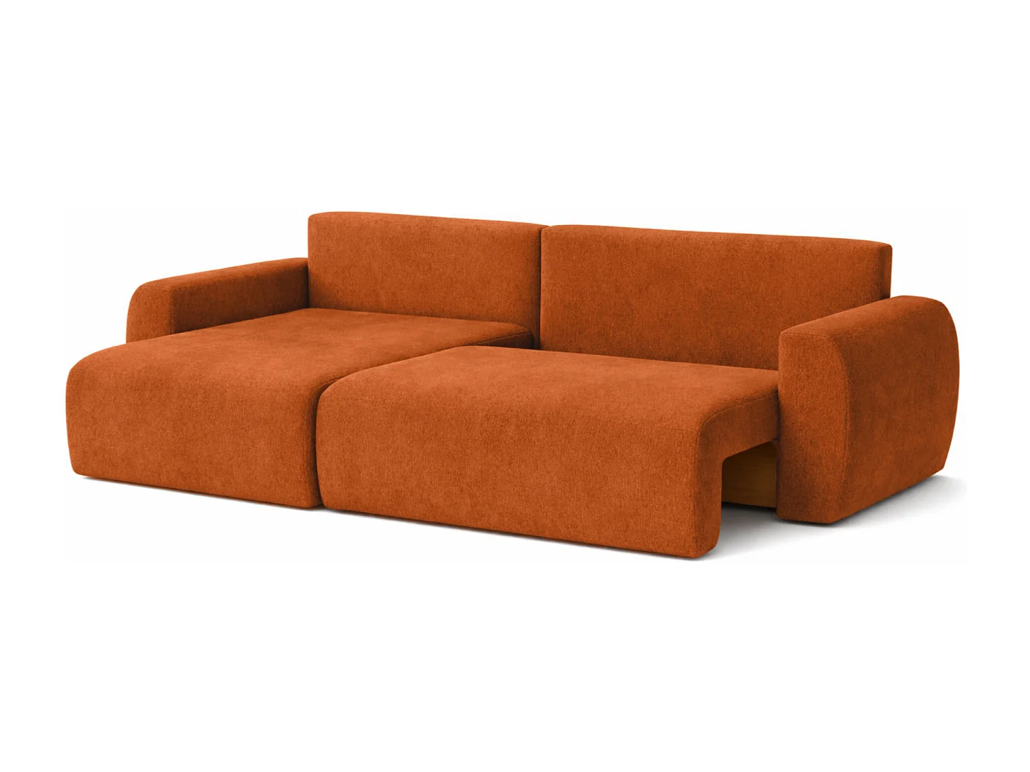 Canapé d'angle convertible avec coffre de rangement Ariel L, velours, tissu Salvador, marron, côté gauche