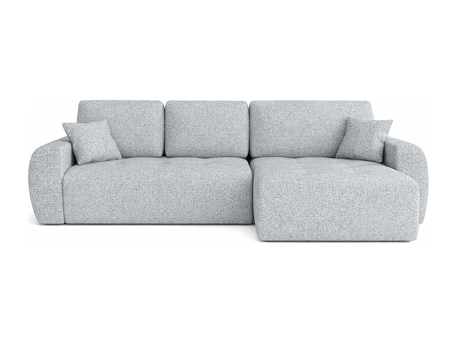 Divano angolare con funzione letto e contenitore a forma di L Ivo XL, tessuto chenille Artico, Cement, Destra