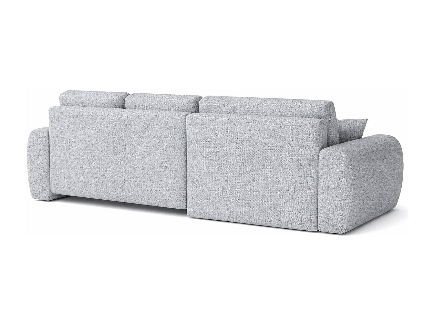 Divano angolare con funzione letto e contenitore a forma di L Ivo XL, tessuto chenille Artico, Cement, Destra