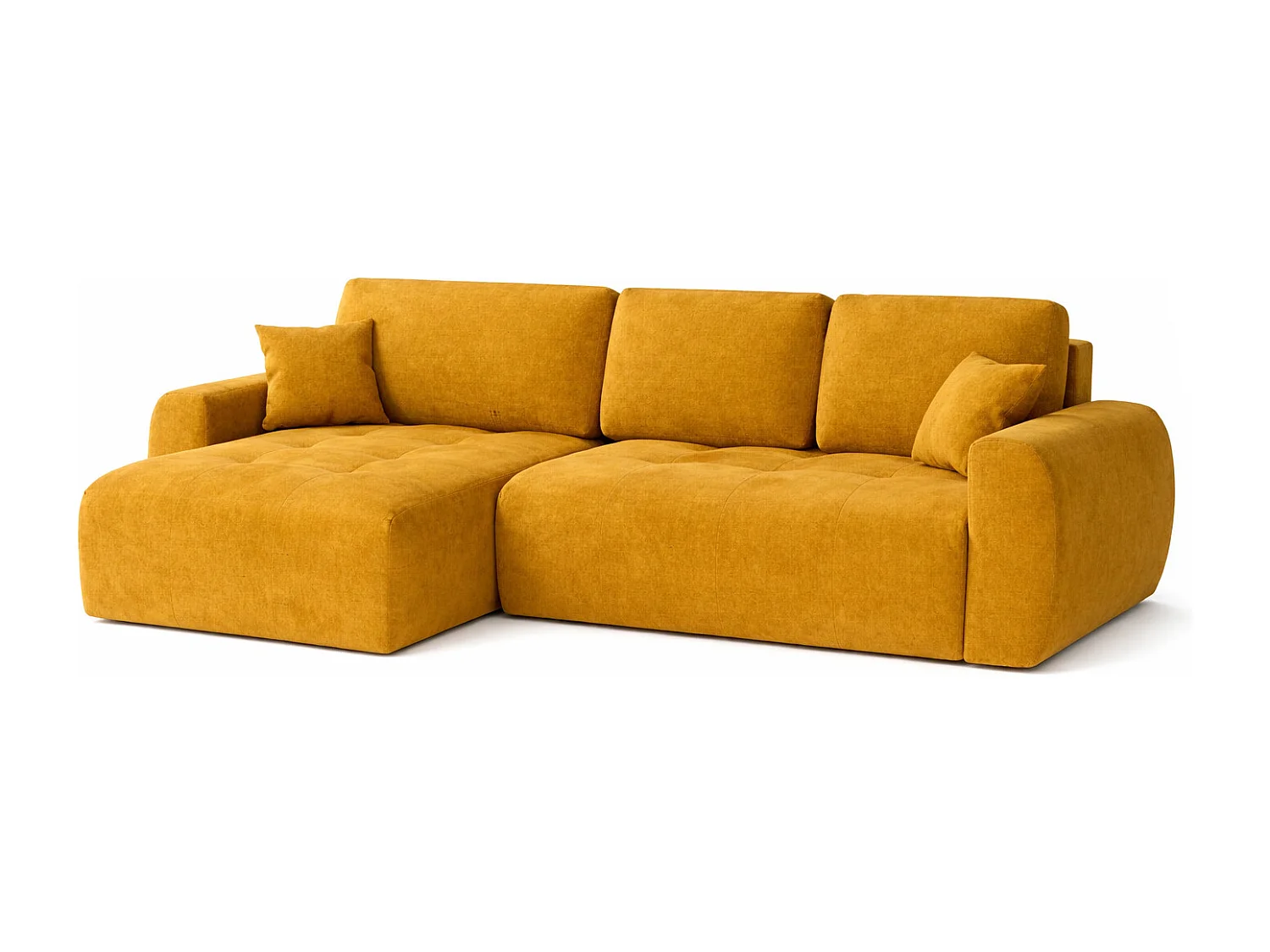 Hoekslaapbank met slaapfunctie en opbergruimte, L-vorm, Ivo XL, veloursstof Salvador, Geel, Links