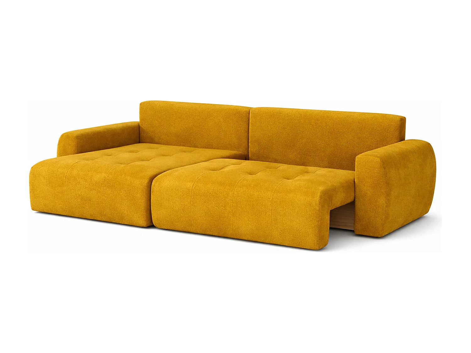 Hoekslaapbank met slaapfunctie en opbergruimte, L-vorm, Ivo XL, veloursstof Salvador, Geel, Links