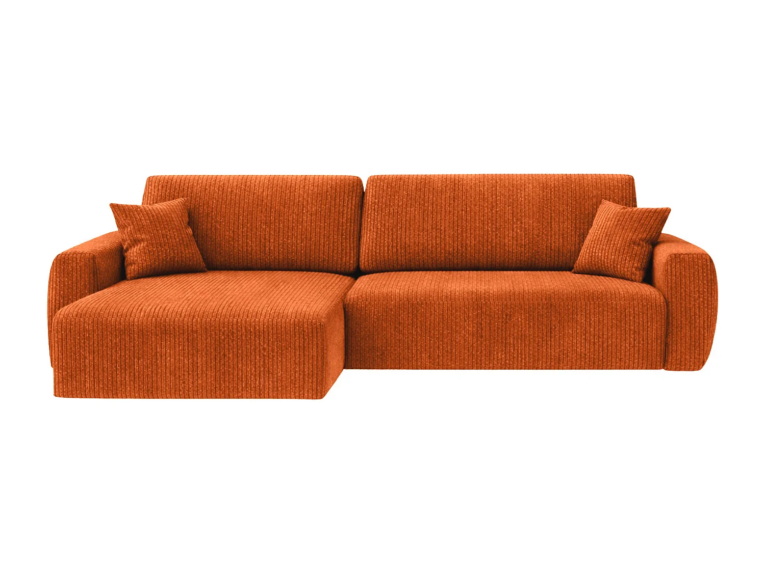 Canapé d'angle convertible avec coffre de rangement Ariel L, tissu côtelé, tissu Poso, cuivre, côté gauche