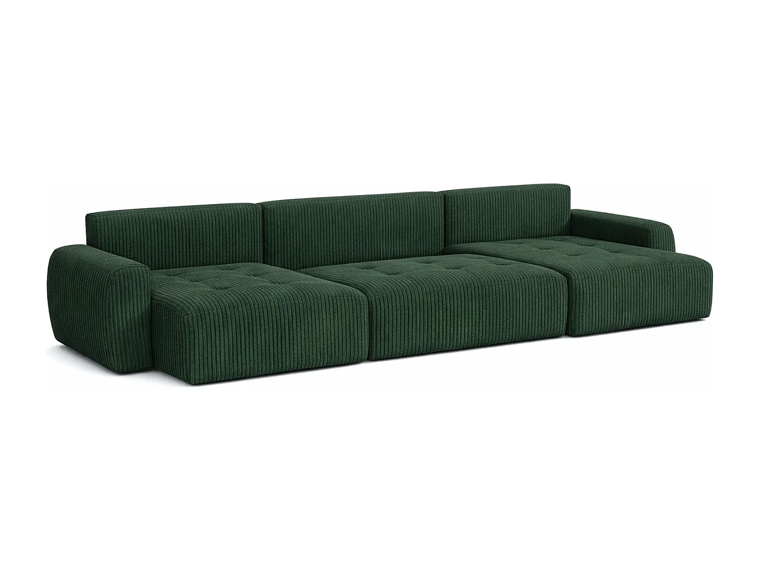 Canapé d’angle en U avec fonction couchage et coffre de rangement Ivo U, velours côtelé Poso, Vert