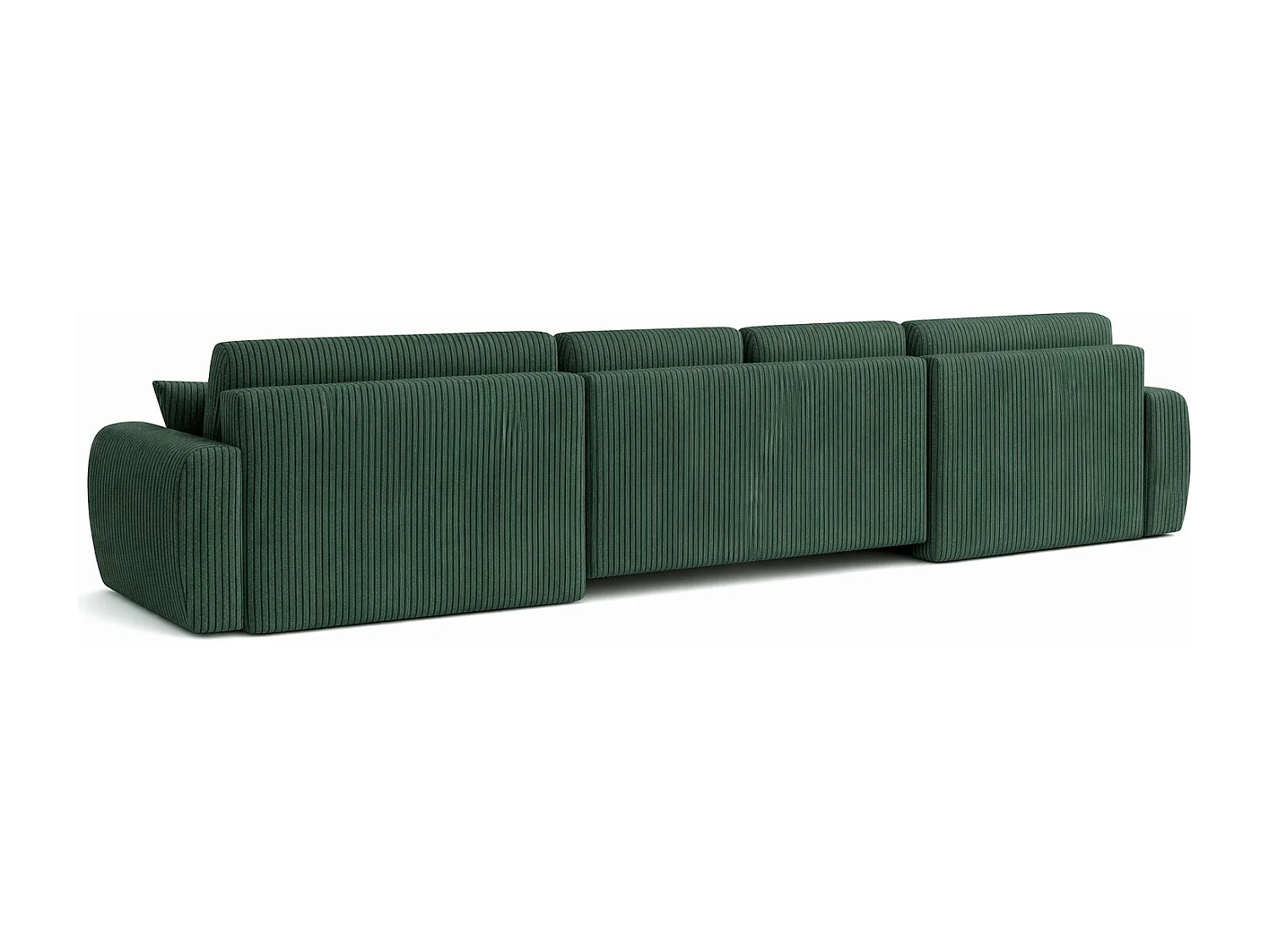 Canapé d’angle en U avec fonction couchage et coffre de rangement Ivo U XL, velours côtelé Poso, Vert