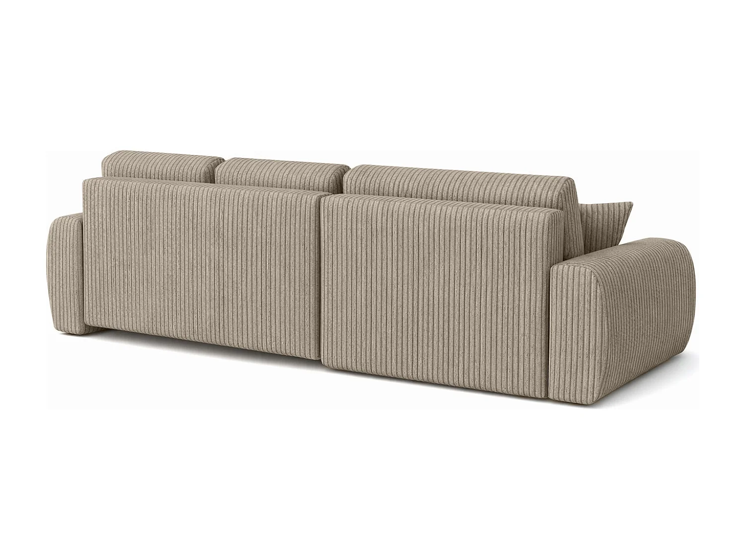 Hoekslaapbank met slaapfunctie en opbergruimte, L-vorm, Ivo XL, ribstof Poso, Donkerbeige, Rechts