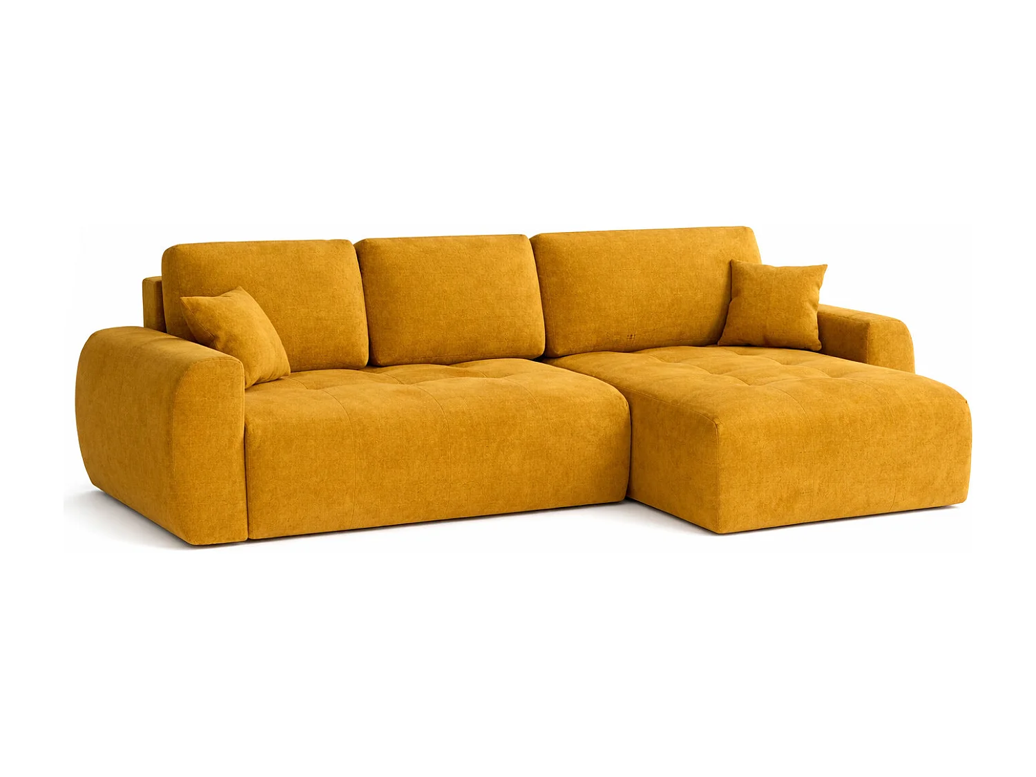 Hoekslaapbank met slaapfunctie en opbergruimte, L-vorm, Ivo L, veloursstof Salvador, Geel, Rechts