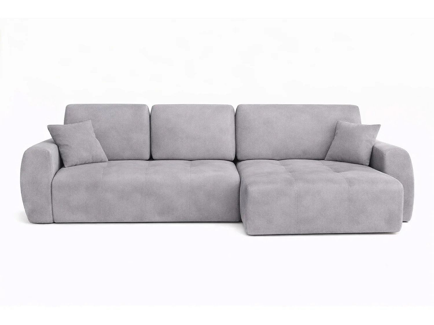 Hoekslaapbank met slaapfunctie en opbergruimte, L-vorm, Ivo XL, veloursstof Salvador, Grijs, Rechts