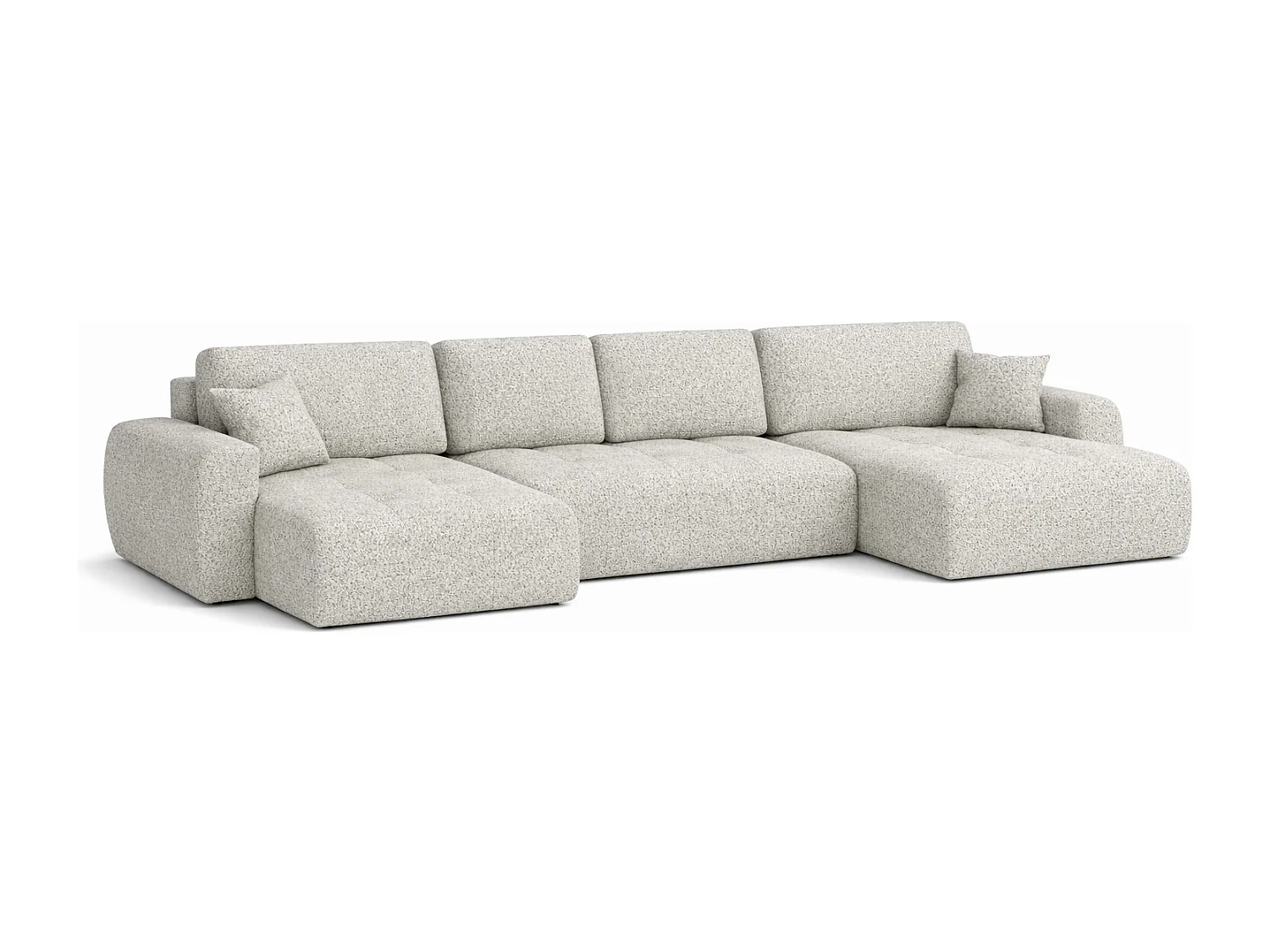 Hoekbank in U-vorm met slaapfunctie en opbergruimte Ivo U XL, chenille stof Artico, Nata