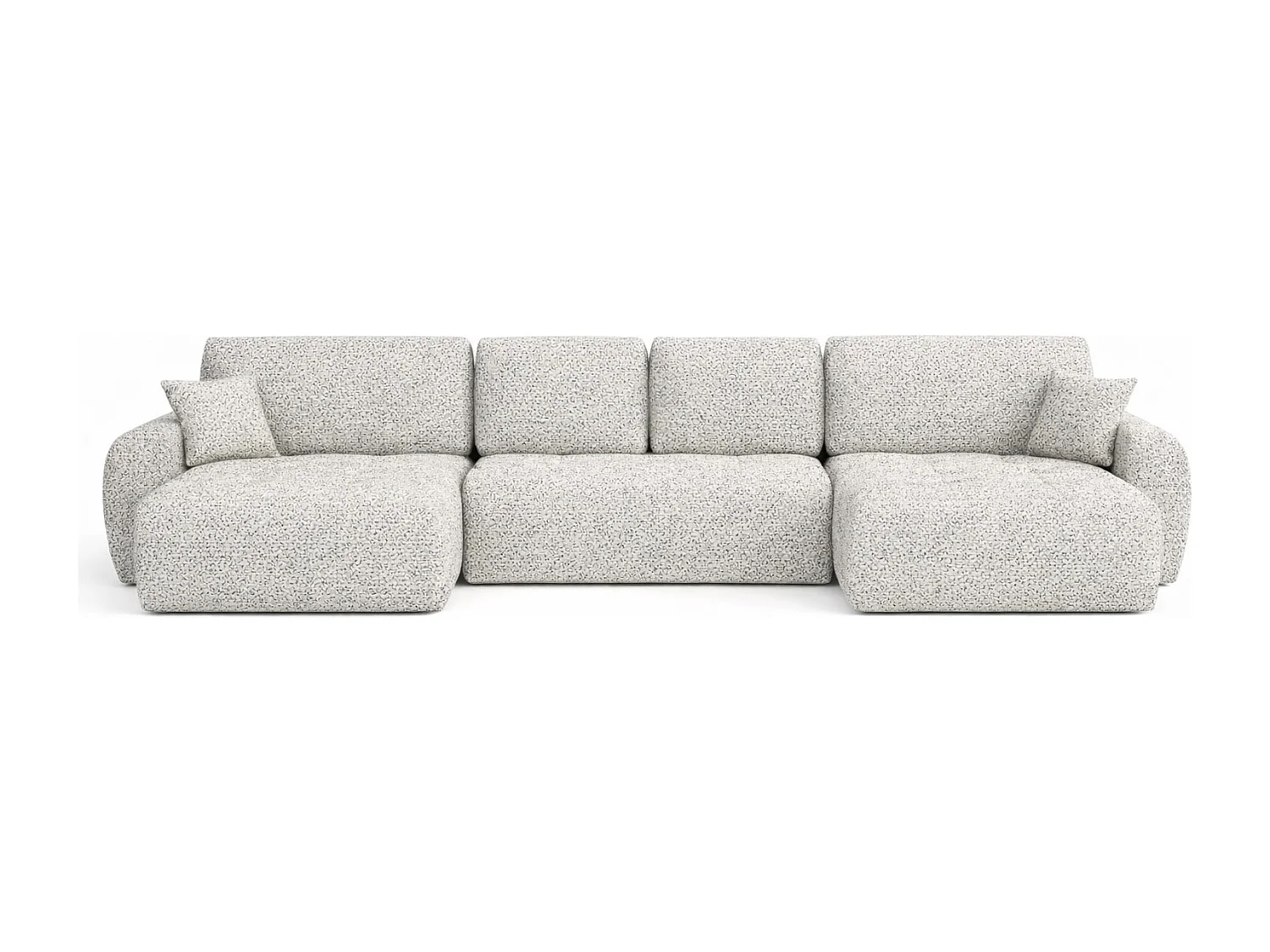 Hoekbank in U-vorm met slaapfunctie en opbergruimte Ivo U XL, chenille stof Artico, Nata