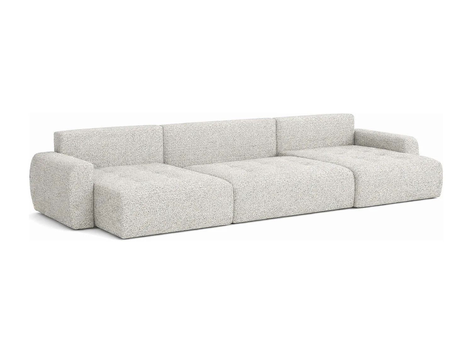Hoekbank in U-vorm met slaapfunctie en opbergruimte Ivo U XL, chenille stof Artico, Nata