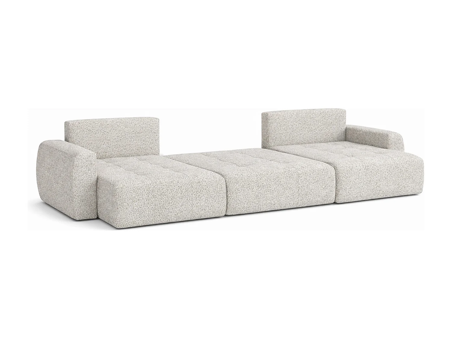 Hoekbank in U-vorm met slaapfunctie en opbergruimte Ivo U XL, chenille stof Artico, Nata