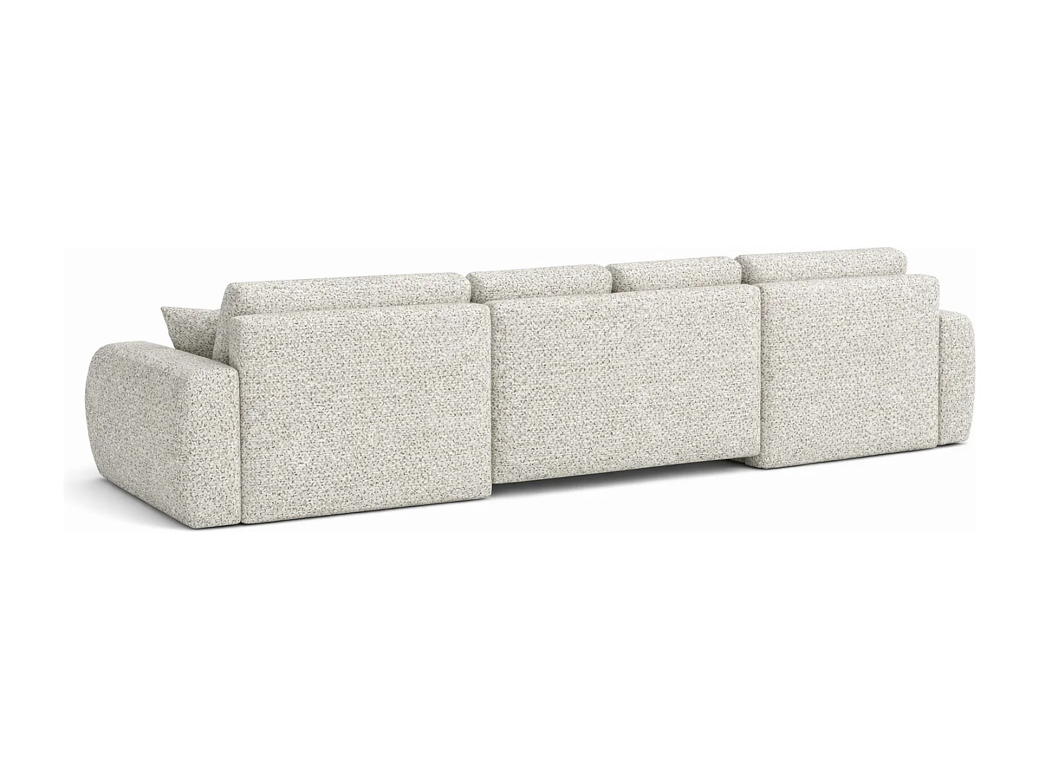Hoekbank in U-vorm met slaapfunctie en opbergruimte Ivo U XL, chenille stof Artico, Nata