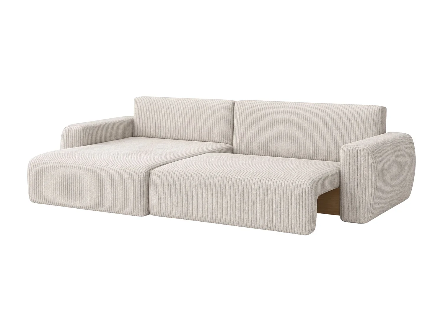 Divano angolare con funzione letto e vano contenitore, Ariel XL, tessuto velluto a coste, tessuto Poso, beige, lato sinistro
