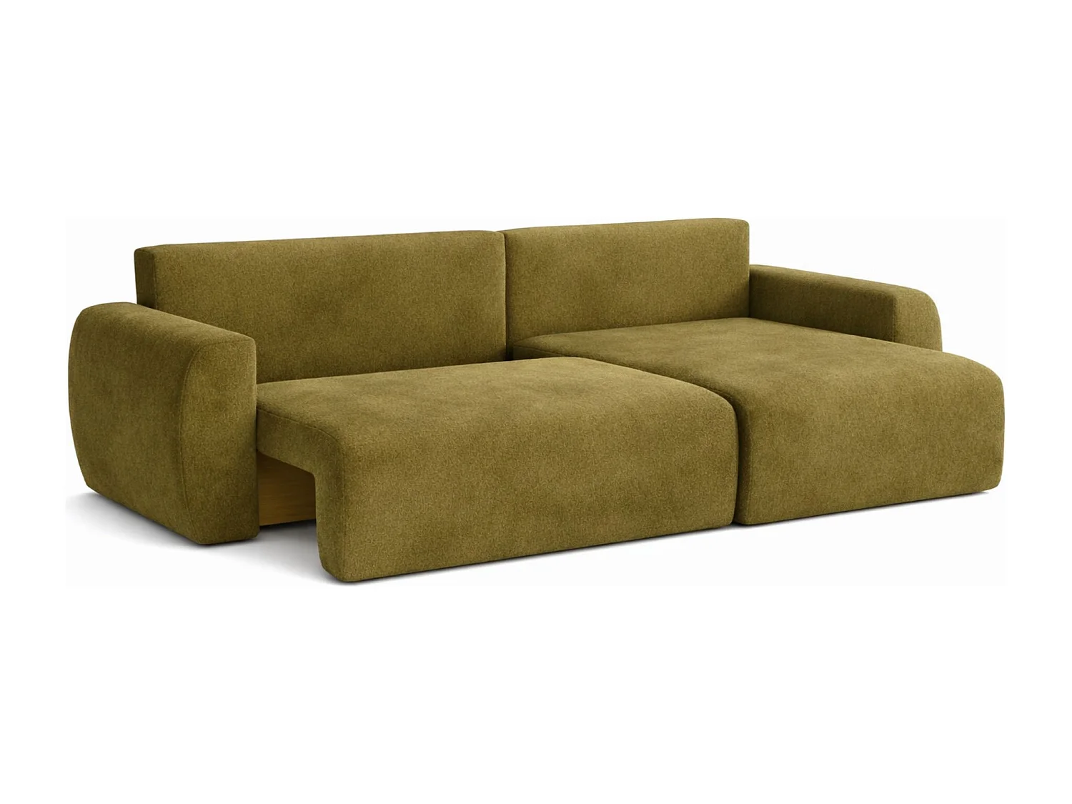 Hoekbank met slaapfunctie en opbergvak, Ariel XL, velours, stof Salvador, olijfgroen, rechts