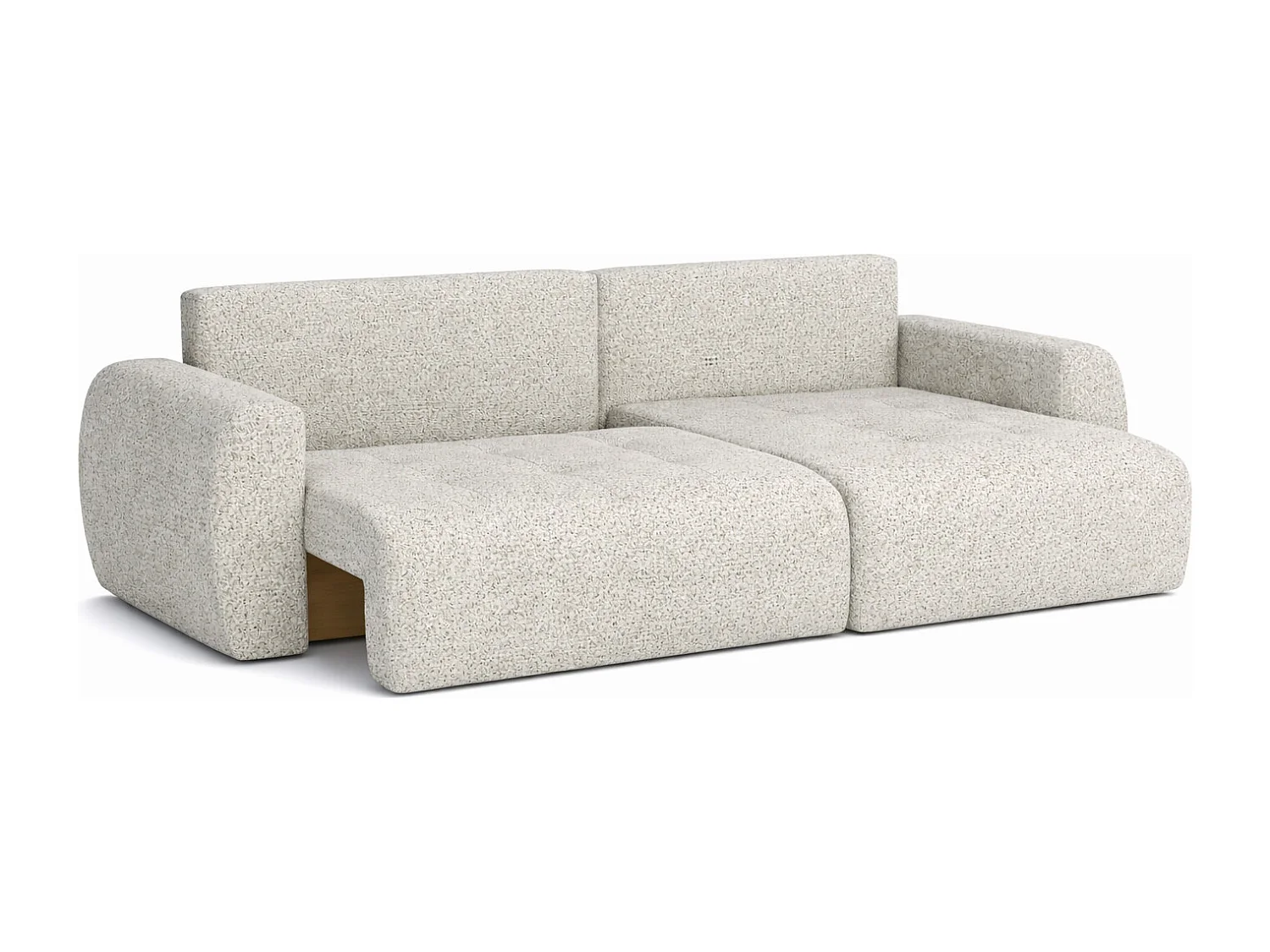 Divano angolare con funzione letto e contenitore a forma di L Ivo XL, tessuto chenille Artico, Nata, Destra