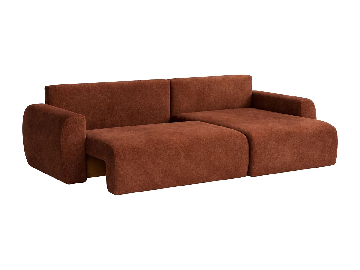 Hoekbank met slaapfunctie en opbergvak, Ariel XL, velours, stof Salvador, donkerbruin, rechts