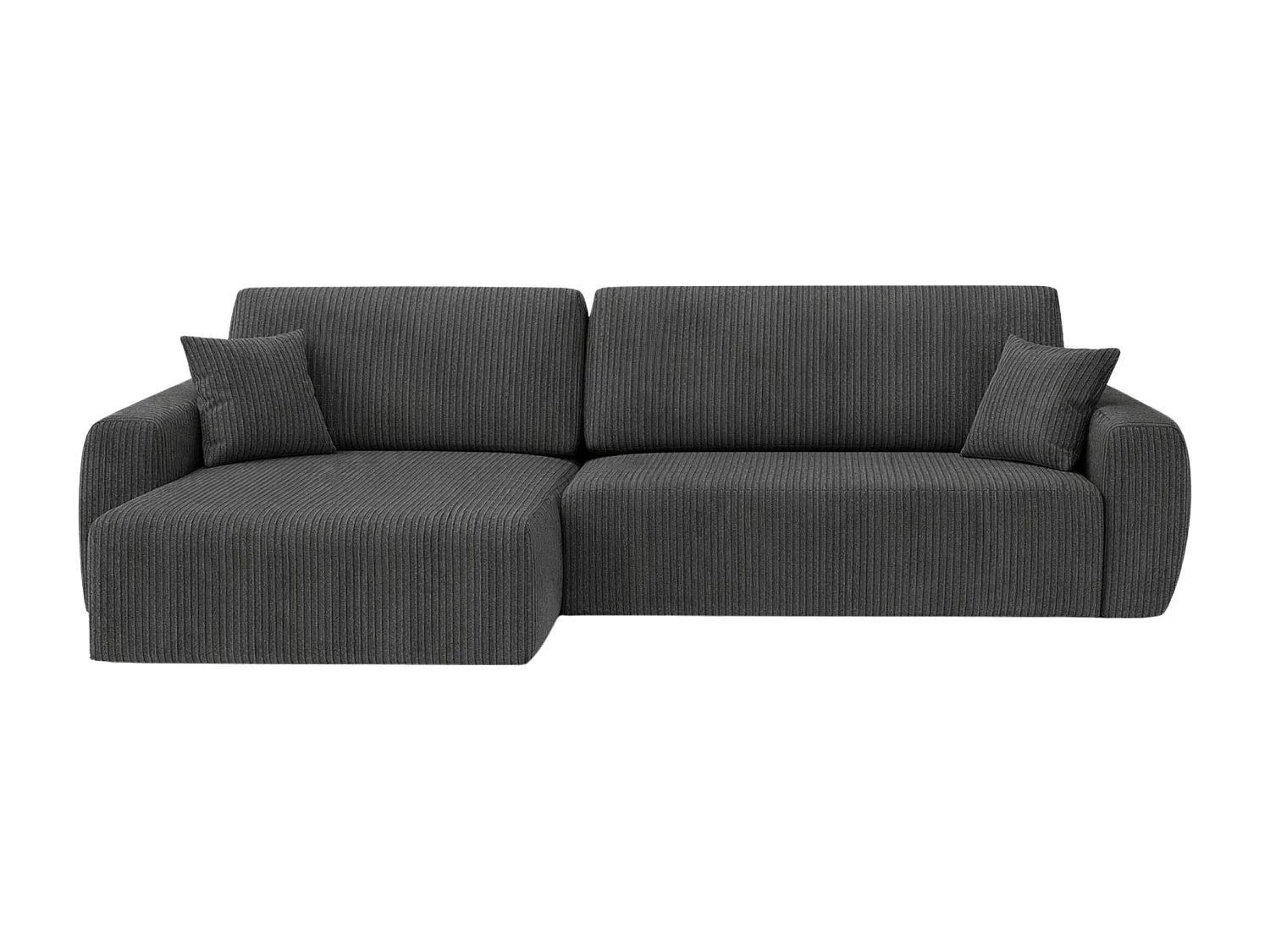 Hoekbank met slaapfunctie en opbergruimte Ariel L, corduroy stof, Poso stof, grijs, links