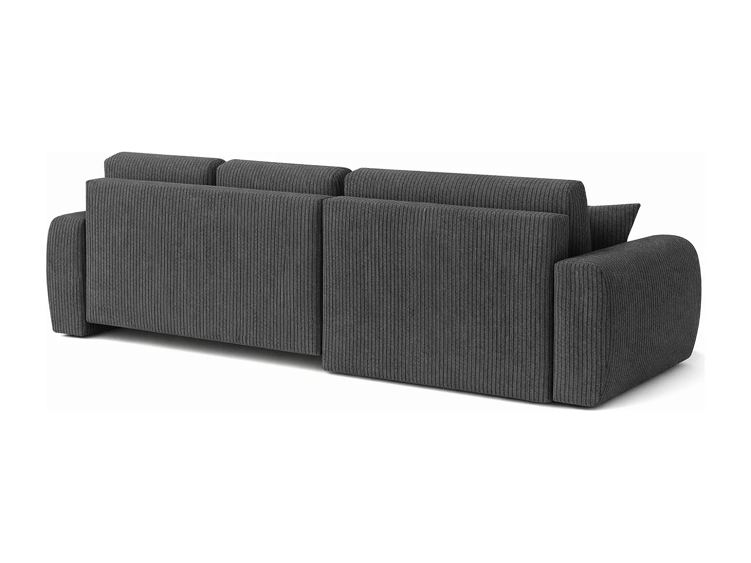 Divano angolare con funzione letto e contenitore a forma di L Ivo L, tessuto a coste Poso, Grigio, Destra