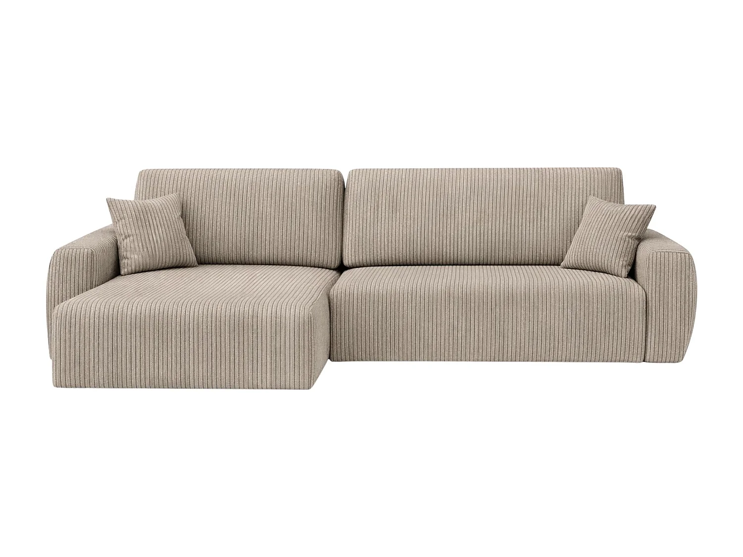 Hoekbank met slaapfunctie en opbergvak, Ariel XL, corduroy stof, Poso stof, donkerbeige, links