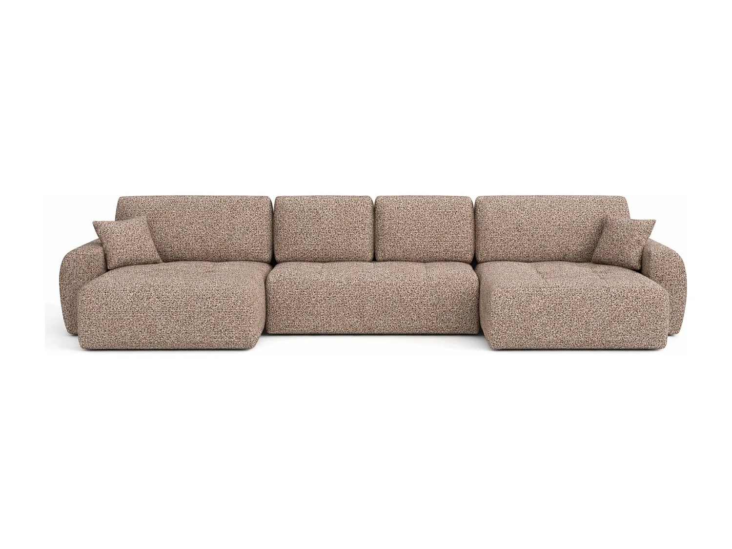 Divano angolare a U con funzione letto e vano contenitore Ivo U, tessuto in ciniglia Artico, Beige
