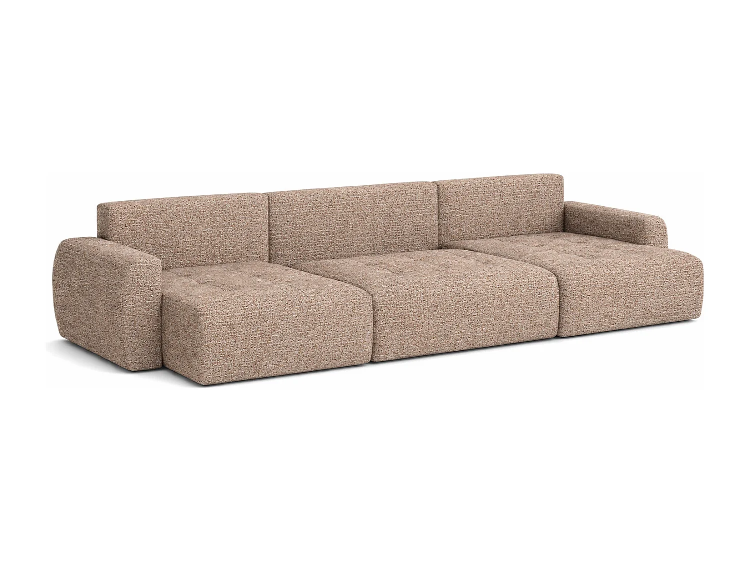 Divano angolare a U con funzione letto e vano contenitore Ivo U, tessuto in ciniglia Artico, Beige