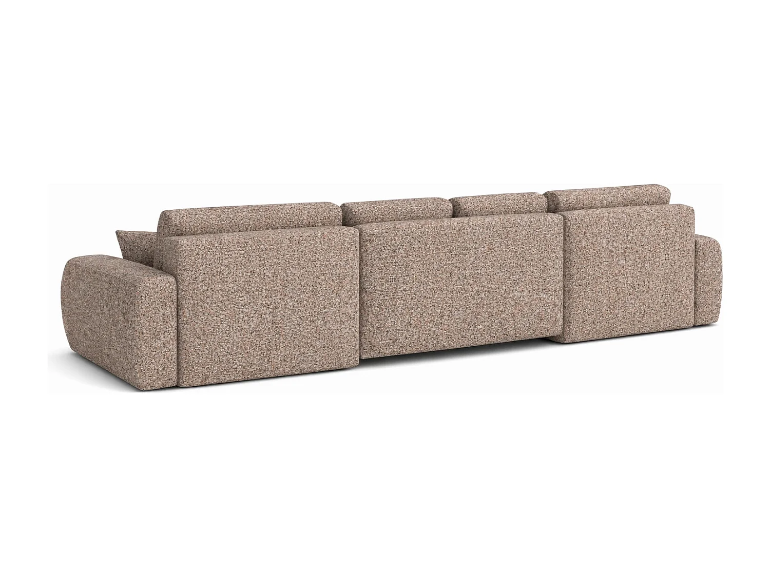 Divano angolare a U con funzione letto e vano contenitore Ivo U, tessuto in ciniglia Artico, Beige