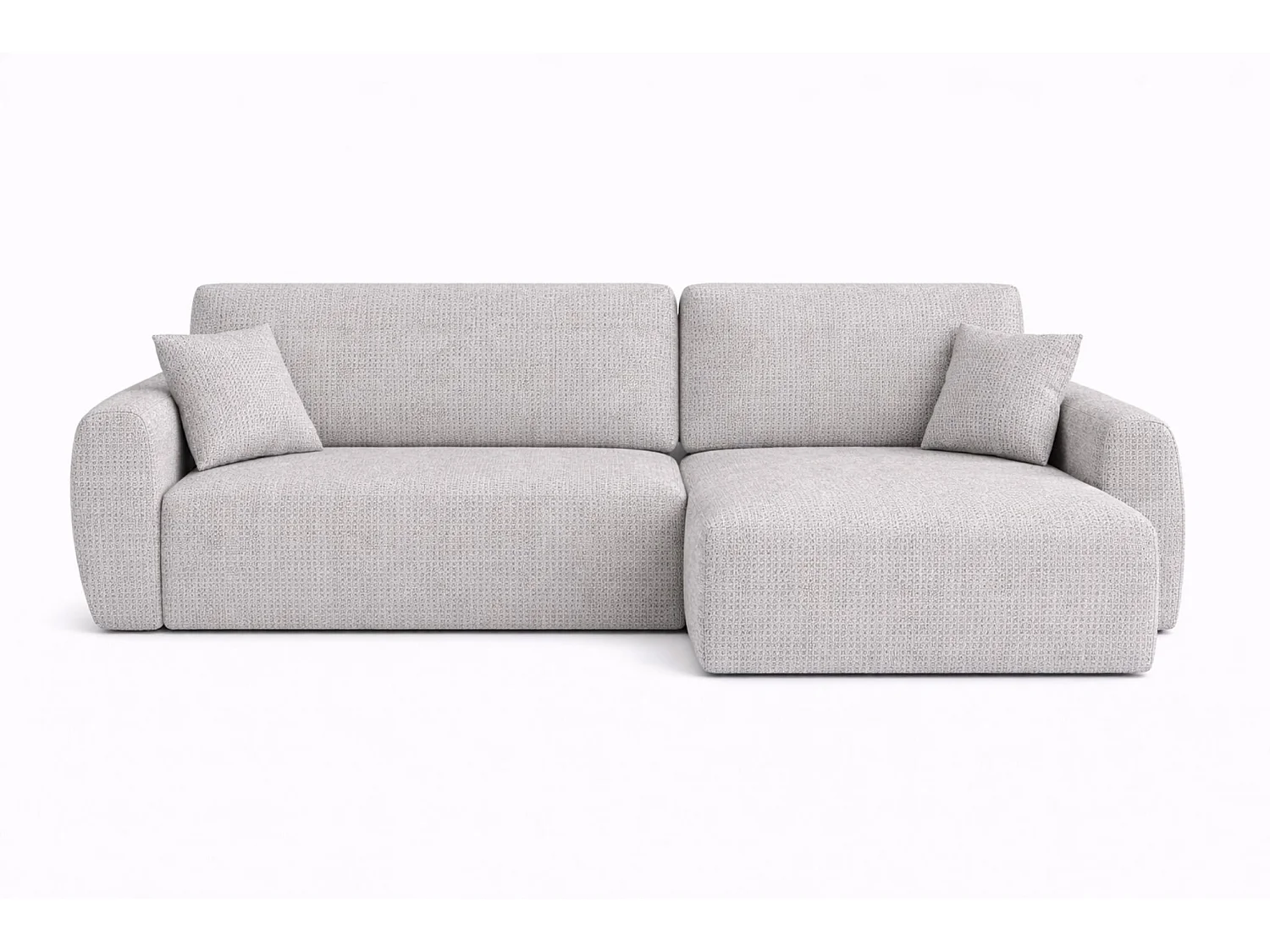 Hoekbank met slaapfunctie en opbergruimte Ariel L, chenille stof, Artico stof, Cement, rechts