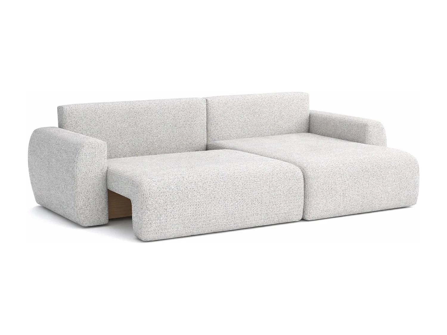 Hoekbank met slaapfunctie en opbergruimte Ariel L, chenille stof, Artico stof, Cement, rechts