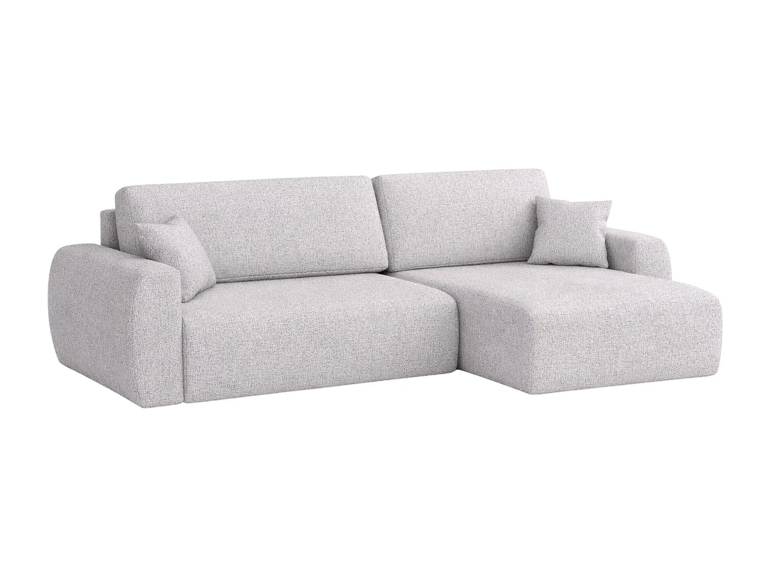 Canapé d'angle convertible avec coffre de rangement Ariel L, Chenille, tissu Artico, Ciment, côté droit