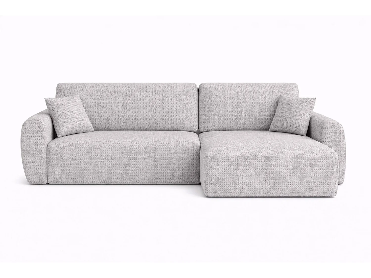 Canapé d'angle convertible avec coffre de rangement Ariel L, Chenille, tissu Artico, Ciment, côté droit