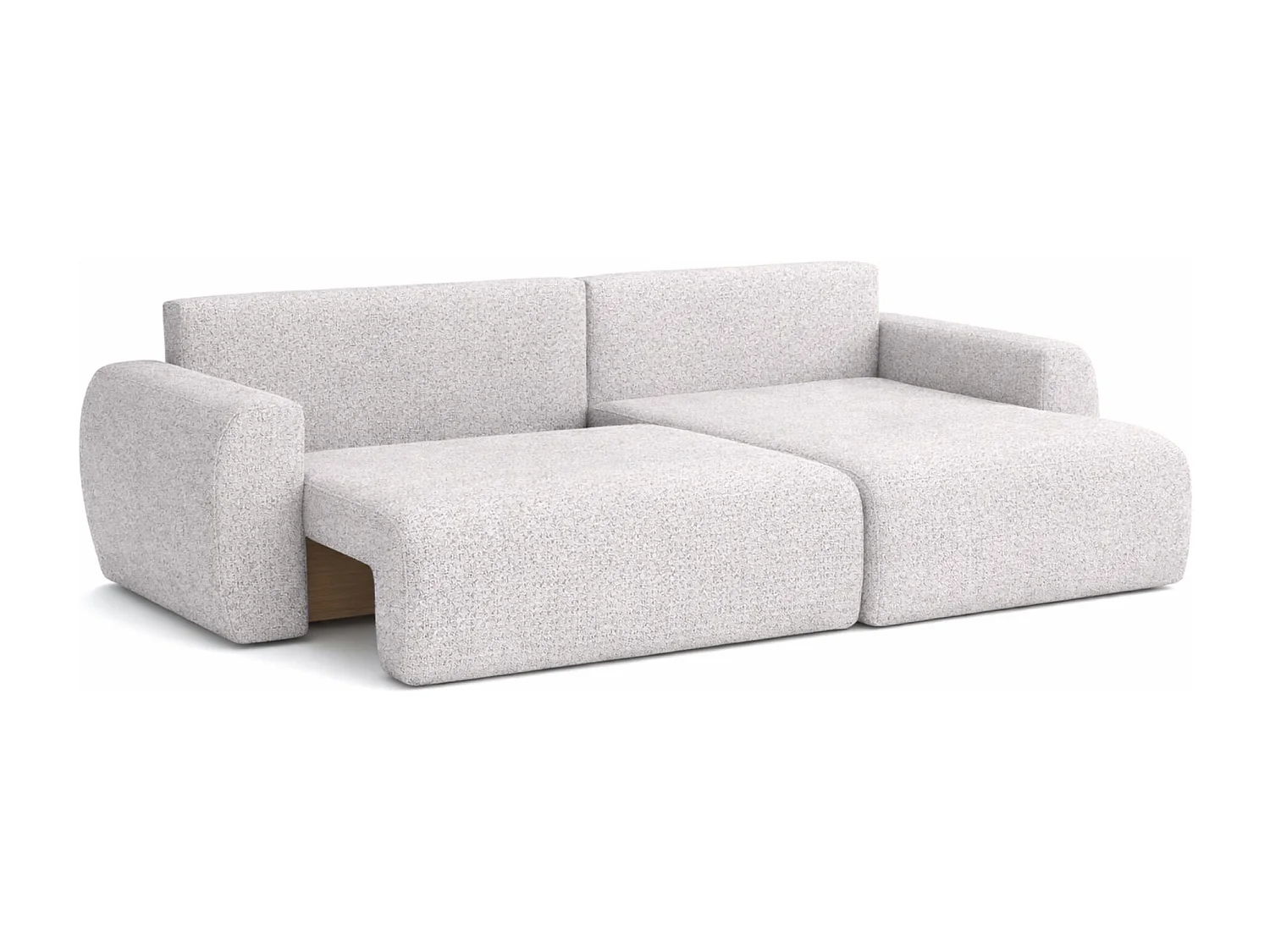 Canapé d'angle convertible avec coffre de rangement Ariel L, Chenille, tissu Artico, Ciment, côté droit