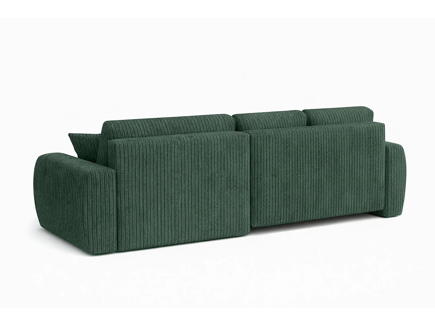 Divano angolare con funzione letto e contenitore a forma di L Ivo XL, tessuto a coste Poso, Verde, Sinistra