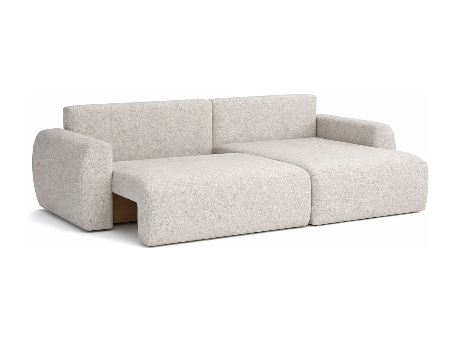 Hoekbank met slaapfunctie en opbergruimte Ariel L, chenille stof, Artico stof, Beige, rechts