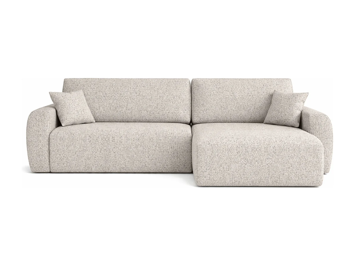 Canapé d'angle convertible avec coffre de rangement Ariel L, Chenille, tissu Artico, Beige, côté droit