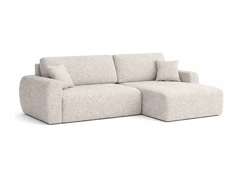 Ecksofa mit Schlaffunktion und Bettkasten Ariel L, Chenille, Stoff Artico, Beige, Rechts