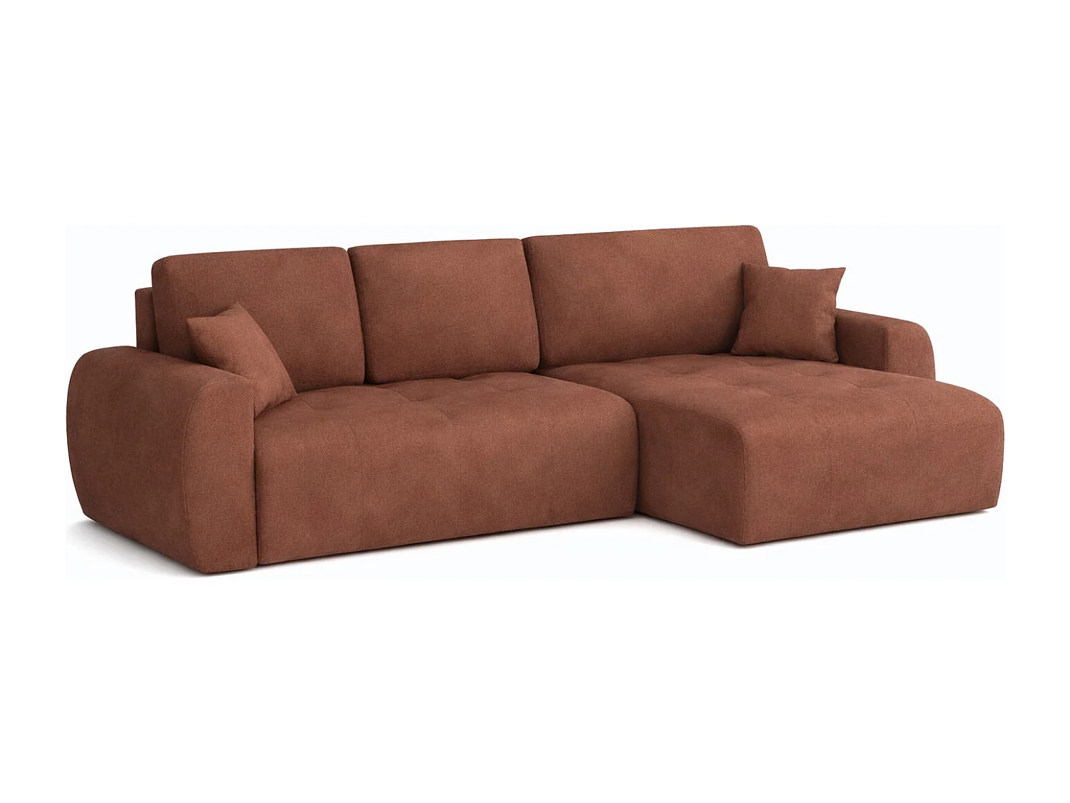 Hoekslaapbank met slaapfunctie en opbergruimte, L-vorm, Ivo XL, veloursstof Salvador, Donkerbruin, Rechts