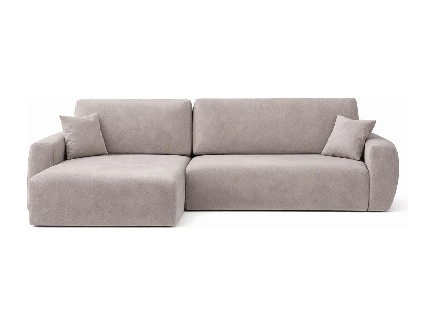 Hoekbank met slaapfunctie en opbergruimte Ariel L, velours, stof Salvador, grijs, links